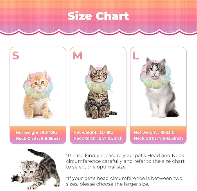 Flower Cat Cone, Uadonile Adjustable Dog Cone Collar, Soft Dog Elizabethan Collar Recovery E Collar After Surgery, Recovery E-Collar for Kittens/Puppies and Cats Recovery(Tie-dye Pink Blue, L)