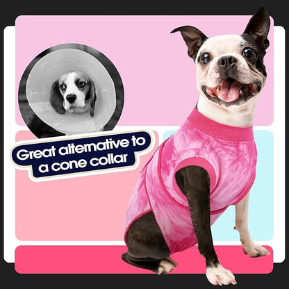 FUAMEY Surgery Recovery Suit for Large Dogs,Dog Surgery Suit Female Spay Male Dogs Neuter Recovery Shirt Dog Onesie Anti Licking Abdominal Wounds Pet Bodysuit Skin Conditions Rose Dye XL