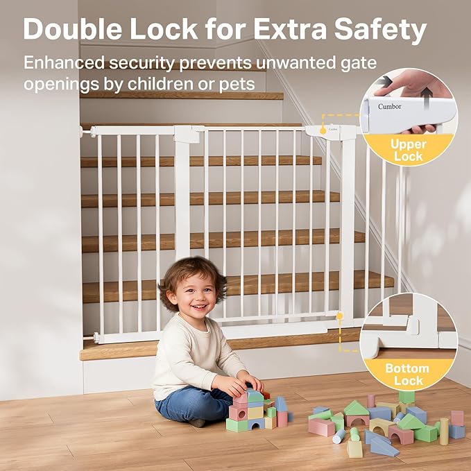 Cumbor 51.5" Wide Standard Tall Baby Gate & Cumbor 51.5" Wide 36" Extra Tall Dog Gate, Durable Child Gate for Stairs, Doorways, Easy Walk Thru Dog Gate for House for Doorways