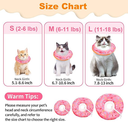 Cat Cone Collar Soft, Comfortable Cat Donut Collar After Surgery, Adjustable Elizabethan Recovery Collars & Cones to Stop Licking, Lightweight Neck Collar Soft Cone for Cats Kitten (Pink, Medium)