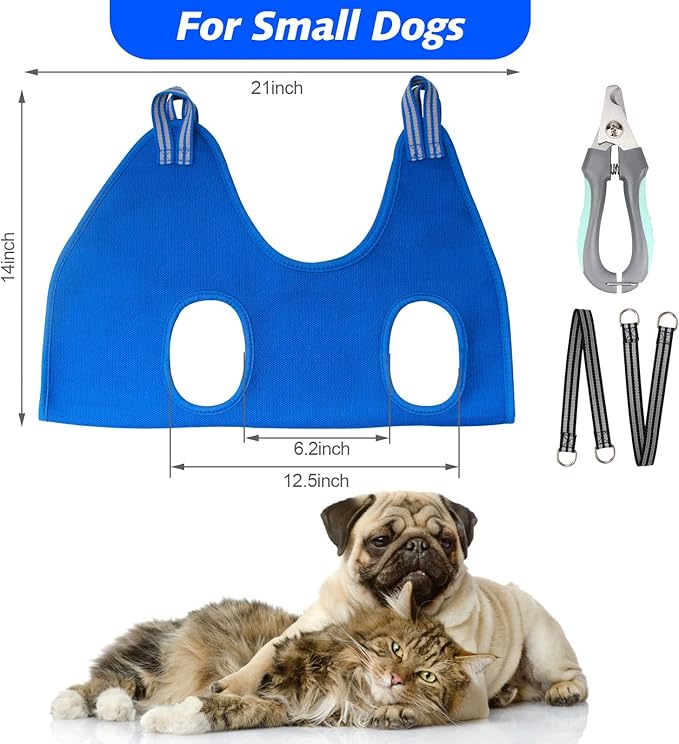 ATESON Pet Grooming Hammock for Small Dogs & Cats with Nail Clippers/Nail Trimmers/Grooming Scissors, Dog Grooming Harness for Nail Trimming, Pet Grooming Sling Helper