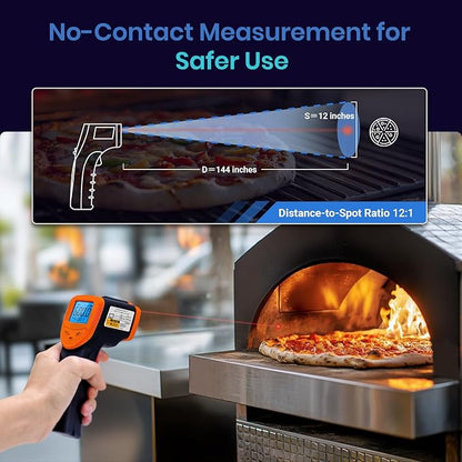 Etekcity Infrared Thermometer Laser Temperature Gun 1080, -58°F~ 1130°F for Meat Food Candy Pizza Oven, Heat Gun for Cooking, Kitchen, Fridge, Reptile, BBQ, HAVC, Adjustable Emissivity & Max Measure