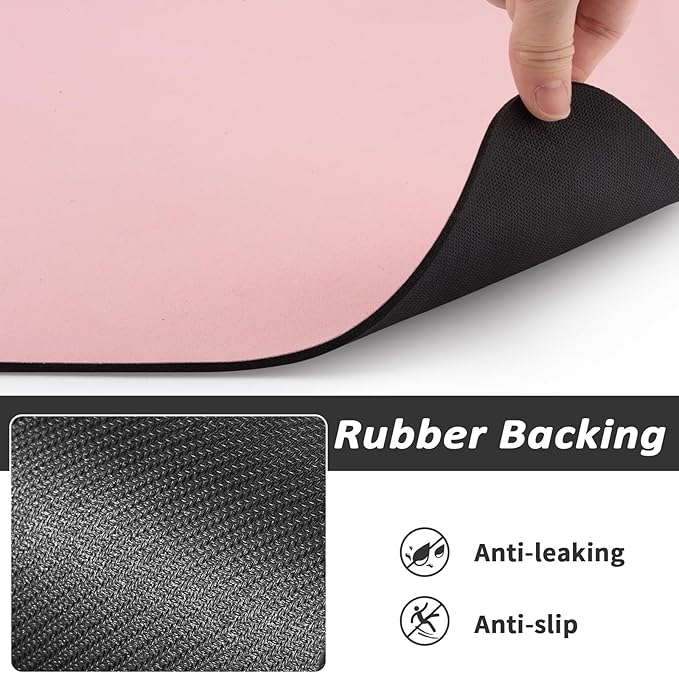 HotLive Dog Food Mat - Absorbent Cat Mat for Food and Water, No Stains Pet Feeding Bowl Mat, Easy to Clean Pet Placemats, Quick Dry Dog Water Dispenser Mat for Messy Drinkers | Pink 24"x36"