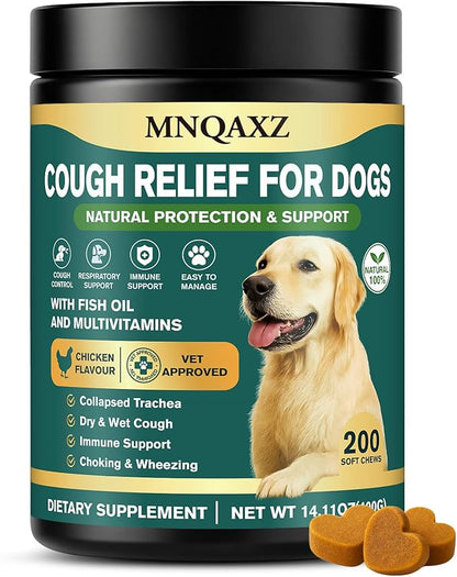 Dog Cough Relief Chews,Kennel Coughing Treatment,Natural Herbal Formula, Relief for Cough and Breathing Discomfort-100% Natural Respiratory Support,Safe Suppressant Treats