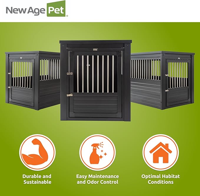 New Age Pet ECOFLEX InnPlace Dog Crate & End Table, Indoor Furniture Style Pet Kennel for Small, Medium, Large & XL Dogs, Durable Composite, Espresso Black, X-Large
