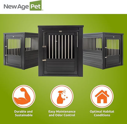 New Age Pet ECOFLEX InnPlace Dog Crate & End Table, Indoor Furniture Style Pet Kennel for Small, Medium, Large & XL Dogs, Durable Composite, Espresso Black, X-Large