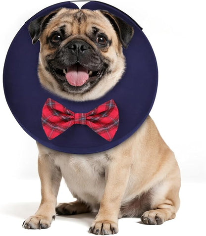MIDOG Dog Cone Collar for Large Medium Dogs, Soft Inflatable Dog Cone Alternative After Surgery, Adjustable Protective Recovery Cone - Alternative E Collar Does Not Block Vision (Bow Tie,M)