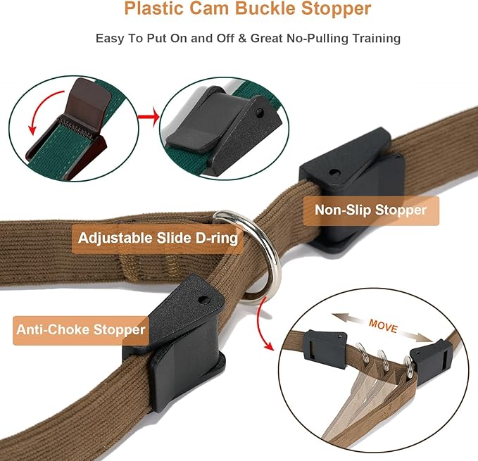 Slip Lead Dog Leash,Soft Corduroy 6 FT Dog Training Leash for Medium Large Dogs,No Pull Slip Leash and Collar with Padded Handle,Brown