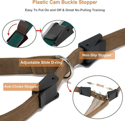 Slip Lead Dog Leash,Soft Corduroy 6 FT Dog Training Leash for Medium Large Dogs,No Pull Slip Leash and Collar with Padded Handle,Brown