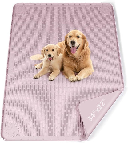 Pee Pads for Dogs, 34" x 22" Extra Large Reusable Silicone Mat, Washable Puppy Training Pads for Potty Training, Non-Slip, Leak-Proof, Indoor Floor Protection (Pink)