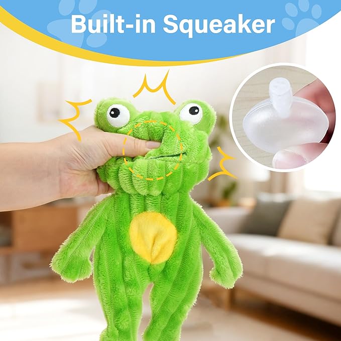 Prime Pets 5 Pack Plush Squeaky Dog Toys, No Stuffing Bodies, Crinkle Pet Toys for Small Medium Large Dogs, Puppy Chew Toy to Keep Them Busy