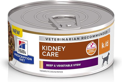 Hill's Prescription Diet k/d Kidney Care Wet Dog Food, Beef & Vegetable Stew, 5.5 oz. Cans, 24-Pack
