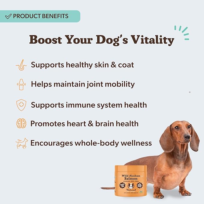 Natural Dog Company Wild Alaskan Salmon Chews for Dogs – Fish Oil Supplement with EPA & DHA for Itchy Skin, Coat, Brain, Joints & Immune Health, Daily Omega-3 Chews, 90 Count