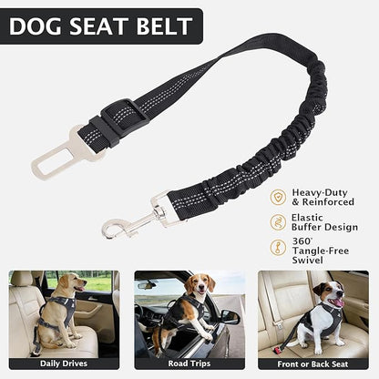 IEUUMLER No Pull Dog Harness, Reflective Front Clip Vest with Leash,Safety Belt and Backup Safety Strap, Adjustable Easy Control Handle,Air Tag Dog Collar for Small Medium Large Dogs EU021 (Black, XS)