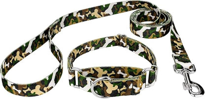Country Brook Petz - Woodland Bone Camo Martingale Dog Collar and Leash - Camouflage Collection Featuring Rugged Designs (5/8 Inch, Small)