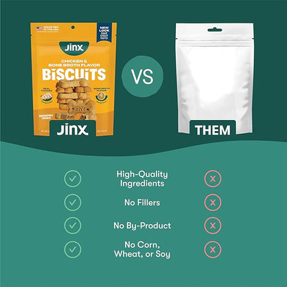 Jinx Oven-Baked Chicken Bone Broth Biscuit Treats, Crunchy, All Natural, Superfood-Rich with Real Chicken, Pumpkin & Blueberries, 16oz
