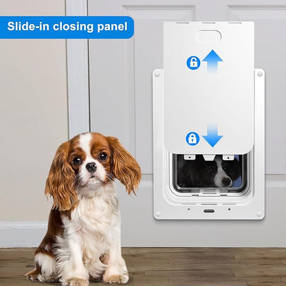 CEESC Dog Door for Pets Up to 20 lb, Weatherproof Pet Door for Cats and Dogs, Durable, Snap-in Closing Panel Included, Suitable for Interior and Exterior Doors(Small White)