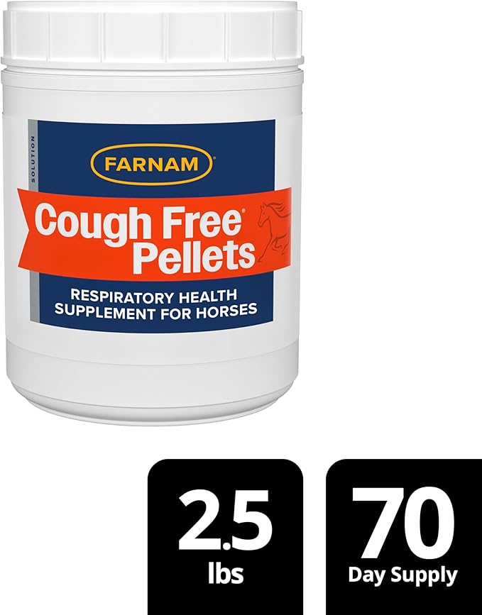 Farnam Cough Free Horse Supplement Pellets, Respiratory Support for Seasonal Allergies, Stable Cough, Lung Support Supplement, Show Safe, Herbal Formula, 2.5 lbs, 70-Day Supply