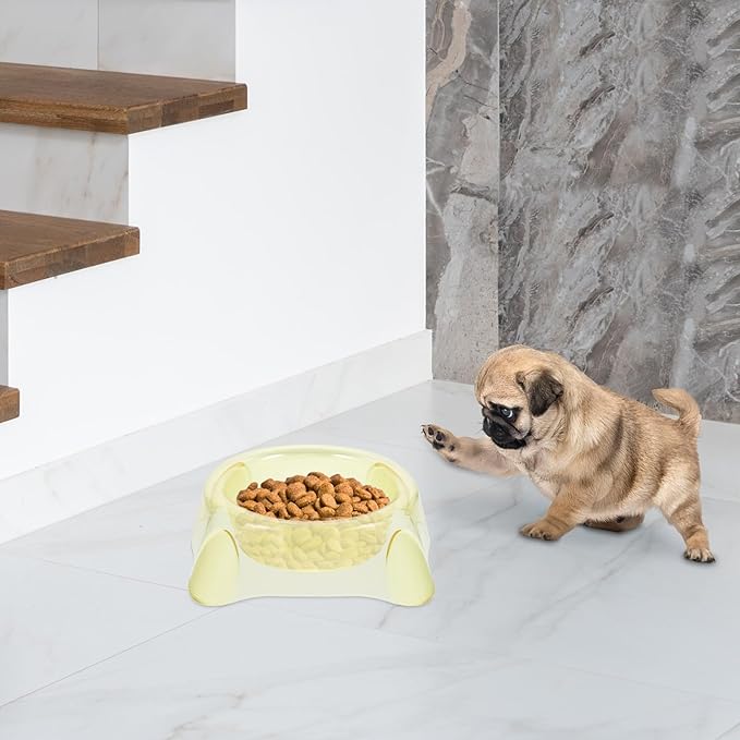 HEMOTON Pet Dog Bowl Large Yellow Crystal Food Container Puppy Feeding Dish Cage Feeder for Indoor Use