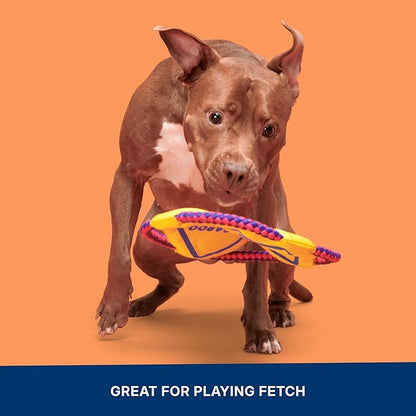Barkbox Kangaroo Tossing Flying Disc Dog Toy | Fluff-Free Crinkle Disc with T-Shirt Rope Edge | Durable Fetch & Tug Toy for Dogs & Puppies
