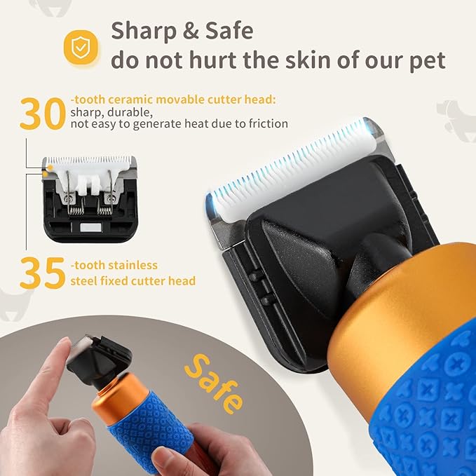 CGOLDENWALL Dog Hair Clipper for Grooming 200W Pet Clipper Kit with Spare Blade, Low Noise&Vibration, Animal Grooming Trimmer for Cat Sheep Dog 110-240V