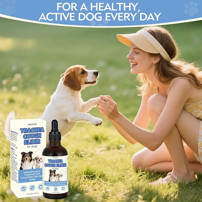 3.4 FL OZ Dog Tracheal Collapse Support Drops, Trachea Cough Elixir, Herbal Respiratory Support for Dogs, Helps Ease Throat & Airway Irritation and Maintain Healthy Tracheal Function (Chicken Flavor)