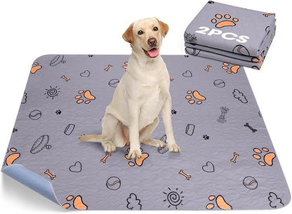 Washable Pee Pads for Dogs, 2 Pack Large 48"x48" Super Absorbent Reusable Training Pads, 100% Waterproof Non-Slip Crate, Whelping, Playpen Mat Bed - Dog Products