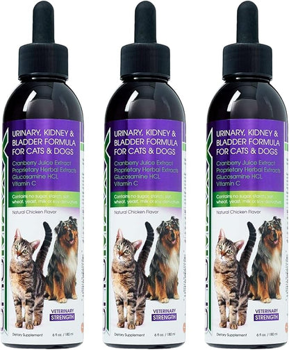 UroMAXX, Cat & Dog Urinary Tract Treatment, Bladder & Kidney Support for Dogs and Cats, Powerful Yet Gentle Pet Care, with Liquid Cranberry & Glucosamine, Chicken Flavor, 6 oz Bottle, 3 Pack