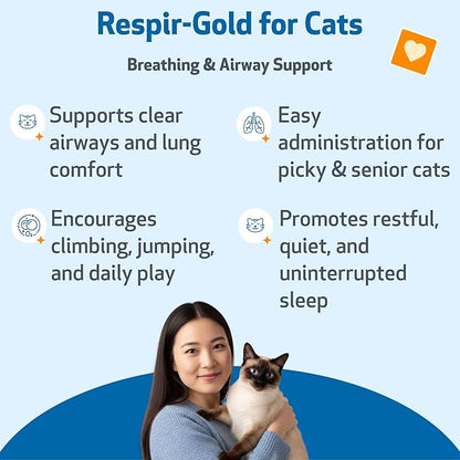 Pet Wellbeing Respir-Gold for Cats - Supports Healthy Breathing, Open Airways, Respiratory Support, Black Cumin, Horehound, Grindelia - Veterinarian-Formulated 4 fl oz (118 ml)