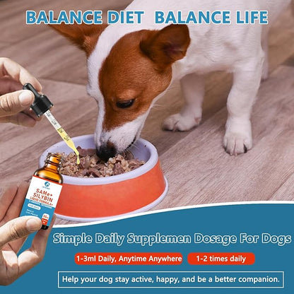 SAMEe for Dogs 500mg Liquid Drops with Silybin – Bacon Liver Flavored Liver Support Supplement for Dogs – S-Adenosyl Methionine & Milk Thistle Extract 60ml (2oz)