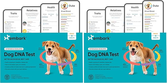 Embark Breed & Health Kit - Dog DNA Testing Kit - Discover Breed, Ancestry, Relative Finder, Genetic Health, Traits, Allergy Risk Scores (Pack of 2)