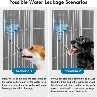 Vannon Dog Water Dispenser for Cage, 15oz Auto Feeding Crate Water Bottle for Dogs, Cats & Rabbits, Pet Nozzle Diameter: 12mm, BPA Free, Blue