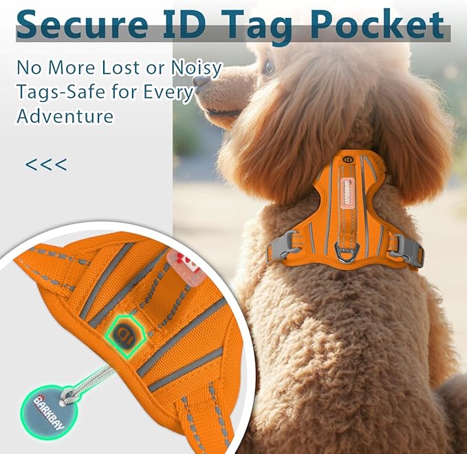 BARKBAY Dog Harness No Pull Oxford with ID Tag Pocket - Heavy Duty, Reflective, Easy Control for Large Dogs(Pumpkin Oxford,XS)
