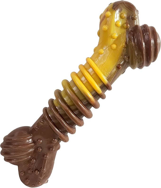 Nylabone Groove Bone Power Chew Toy for Dogs, Dental Dog Toys for Aggressive Chewers, Dog Chew Bone, Long Lasting Philly Cheesesteak, For Medium Dogs - Up to 35 lbs, 1 Count