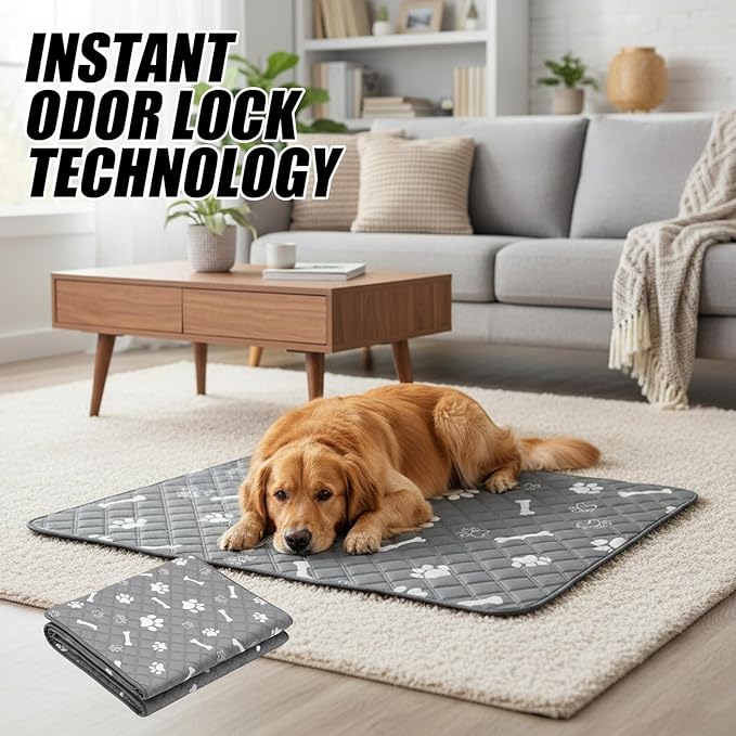 Puppy Pad with Pheromones, Training Pads for Dogs, 30x30cm Blue Bone Design, Includes 3 Random Color Bell Balls, Ideal for Puppy Potty Training, Senior Pet Care, and Travel