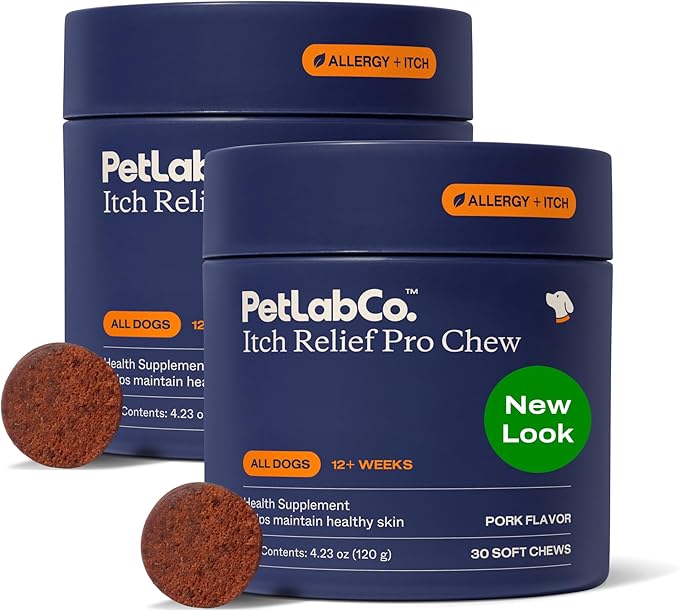 PetLab Co. Itch Relief Chew Pro – Itch Relief Chews for Dogs, Omega 3 Itch Supplement, Packed with Beneficial Fatty Acids for Healthy Skin, Seasonal Allergies Support - Packaging May Vary - Pack of 2