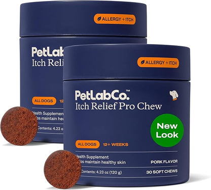PetLab Co. Itch Relief Chew Pro – Itch Relief Chews for Dogs, Omega 3 Itch Supplement, Packed with Beneficial Fatty Acids for Healthy Skin, Seasonal Allergies Support - Packaging May Vary - Pack of 2