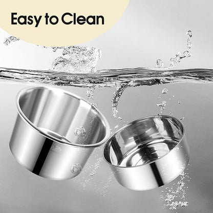 2 Pack Dog Crate Water Bowl No Spill, Stainless Steel Dog Bowls for Food and Water, Pet Kennel Hanging Dogs Food Bowls for Medium/Large Dogs and Cats (7.1"x3.7" & 6.3"*2.6", Silver)