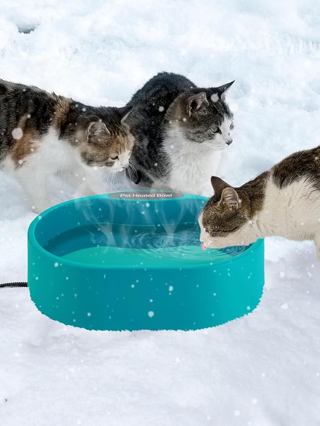 3.7L Heated Water Bowl for Outdoor Dogs Cats - 30W Thermostatic Control Heating Pet Bowl with 6.6Ft Bite-Proof Cord for Winter Chickens