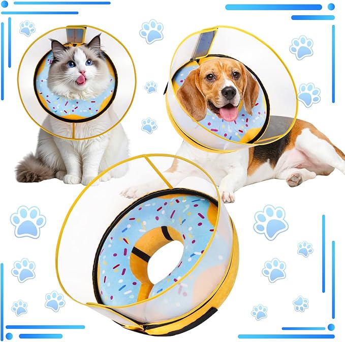 CNEO Inflatable Dog Cone Collar with Detachable Enhanced Anti-Licking Shield, Soft Neck Donut Collar for Dogs After Surgery, Adjustable Dog Cone Alternative for Large Medium Small Dogs & Cats