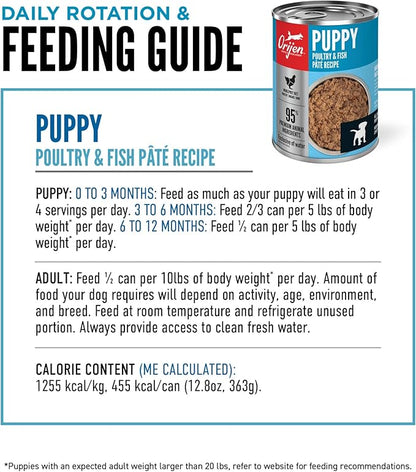 ORIJEN Pate Wet Dog Food Poultry and Fish Puppy Recipe 12.8oz Cans (12 Count)