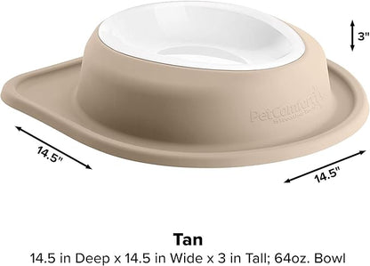 WeatherTech Single Low Pet Feeding System w/Plastic Dog/Cat Bowls - 64 oz (8 Cups) Tan (PSL6403TN)