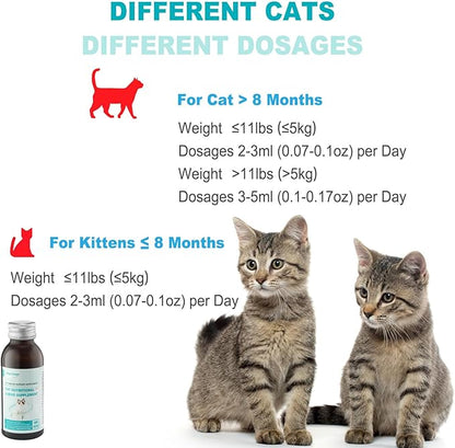 MARIMER Cat Immune Support Liquid Supplement – L-Lysine & Astragalus – Enhances Immunity and Relieves Feline Herpes Symptoms – Nutritional 3.38oz (100ml) for Cats of All Ages