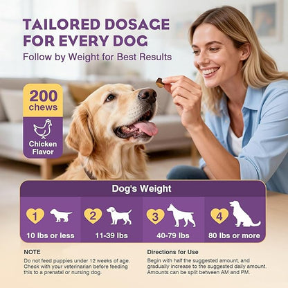 Probiotics for Dogs 200pcs Dog Probiotics for Digestive Health Digestive Enzymes and Prebiotic, Probiotic Chews for Dogs Support Gut Health, Relieve Diarrhea, Itchy Skin, Enhance Immunity