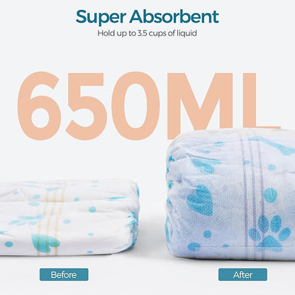 Bestle Male Dog Wrap, Disposable Dog Diapers, 40 Count, M (Waist 19.7”-23.6”), Wetness Indicator, Ultra Protection, Leak Proof, Super Absorbent, Soft
