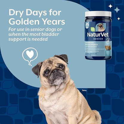 NaturVet Senior Advanced Incontinence Dog Supplement – Helps Support Dog’s Bladder Control, Normal Urination – Includes Synergistic Blend of Botanicals – 60 Ct. Soft Chews