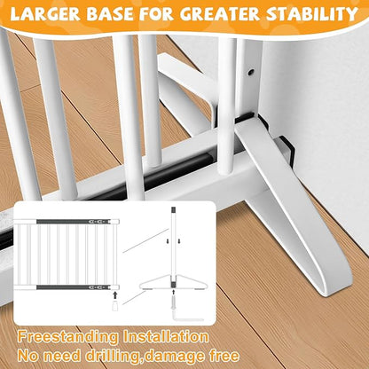 White Metal Dog Gate for Small Dogs - 17.7" Short Freestanding Puppy Gate with Retractable Sliding Rail, No Installation, Indoor/Outdoor Use, Foldable & Portable Pet Barrier