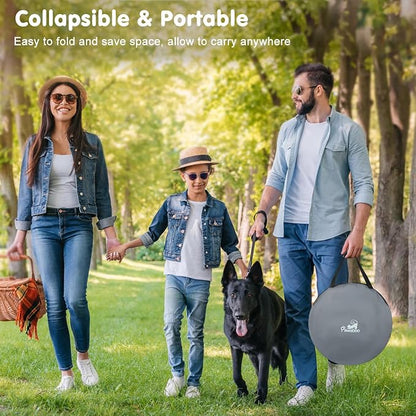 Dog Playpen, Portable Pet Playpen Cat PlayPens,600D Oxford Dog Kennel Tent Crate, Waterproof&Breathable, Indoor Outdoor Travel Camping Use for Medium/Large Breed with Carrying Case+Folding Bowl,L,Gray