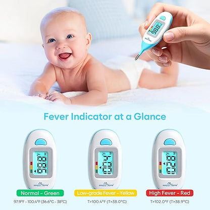 Easy@Home Baby Rectal Thermometer with Fever Indicator, Clear LCD Display for Fast Readings, Soft Flexible Tip for Infant & Newborn Use – EMT-027