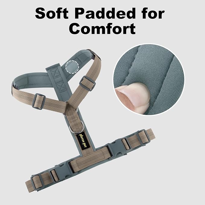 Plutus Pet No Pull Dog Harness, Adjustable Nylon Harness with Soft Padding, Reflective and Heavy Duty Dog Harness for Small, Medium, Large Dogs(Beige, S)